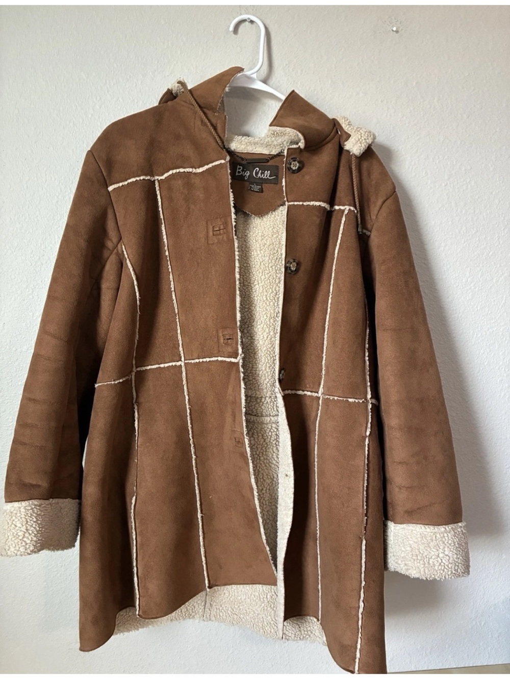Big Chill Brown Faux Suede Teddy Jacket with Cream Sherpa Trim